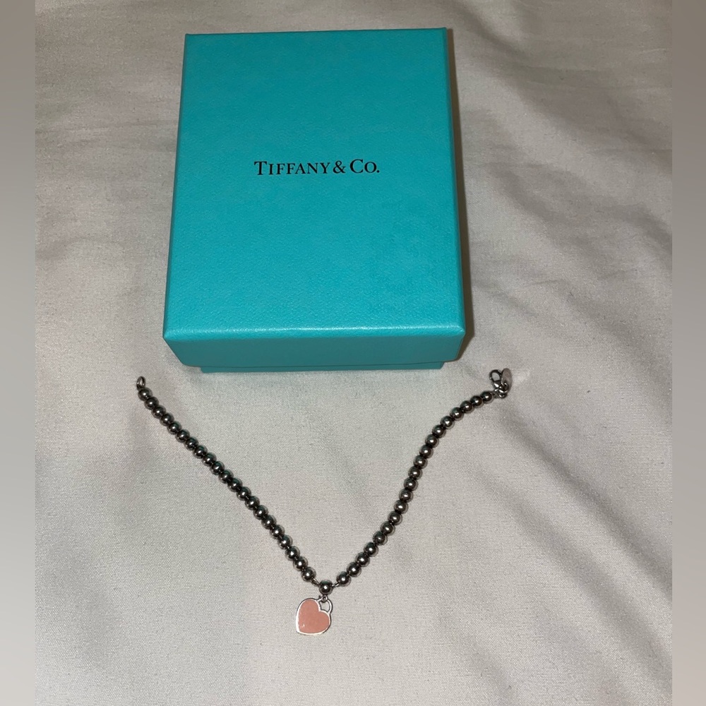 Return to Tiffany Pink Heart Tag Bead Bracelet